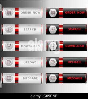 Hochdetaillierte moderne Web-Schaltflächen Stockfoto