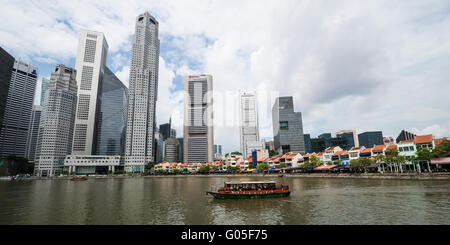 Gewerblich genutzten Gebäuden entlang des Singapore River, Singapur Stockfoto