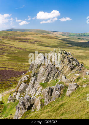 Der Gipfel des Foel Drygarn in den Preseli-Bergen im Norden Pembrokeshire Stockfoto