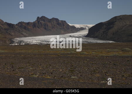 Skaftafellsjökull gehört zu den Outlet-Gletscher (Gletscherzungen) der Vatnajökull-Eiskappe. Skaftafell Stockfoto