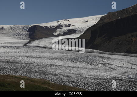 Skaftafellsjökull gehört zu den Outlet-Gletscher (Gletscherzungen) der Vatnajökull-Eiskappe. Skaftafell Stockfoto