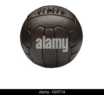 Vintage Leder Fußball-Fußball-isoliert Stockfoto