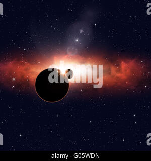 imaginäre Weltraum Eclipse und multicolor-Nebel Stockfoto