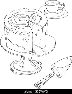 Kuchen steht auf Sockel Teller Stock Vektor