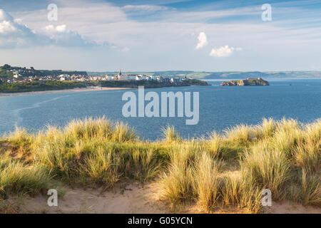 Tenby Südstrand von Giltar Head - Pembrokeshire Stockfoto