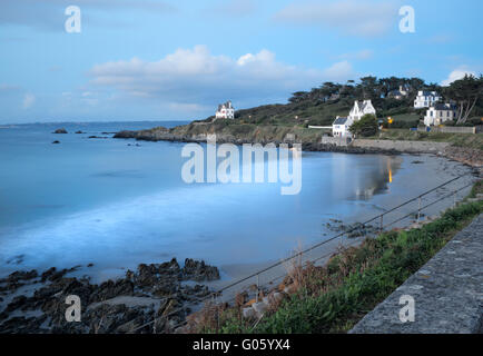 Plage Pors Ar Villiec, Strand in Locquirec, Finistere, Frankreich Stockfoto