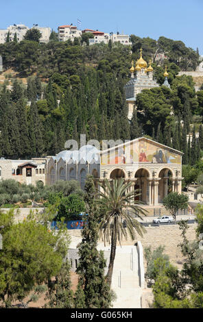 Ölberg, Blick von den Mauern von Jerusalem. Stockfoto