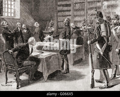 Die Räumung der Richter des High Court of Justice, während die Bereitstellung für die Amtsenthebung von Louis Napoleon bei seinem Staatsstreich von 1851. Stockfoto