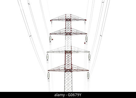 Detail des Strommastes gegen auf hellem Hintergrund Stockfoto