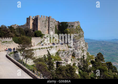 Erice, Schloss, Trapani, Sizilien, Italien Stockfoto