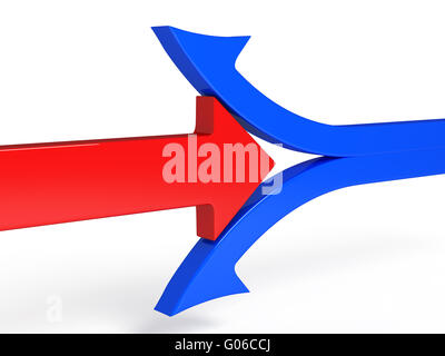 3D Abbildung des Brechens Grenze roten Pfeil Stockfoto