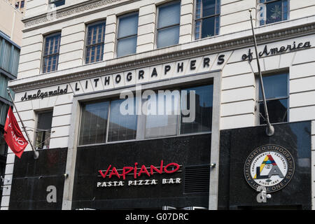 Lithographen von America Building, University Place, Greenwich Village, NYC Stockfoto