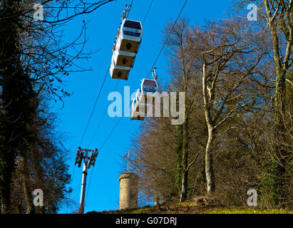 Seilbahnen, Auffahren auf die Höhen des Abraham Attraktion bei Matlock Bath im Peak District Derbyshire Dales England UK Stockfoto