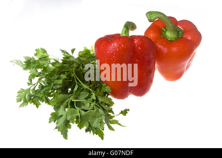 bulgarische Paprika und grünen Fenchel und Petersilie Stockfoto