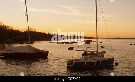 Sonnenuntergang in einem Boot Stockfoto