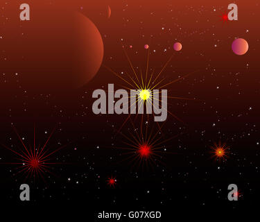 Roter Raum mit gelben Stern Stockfoto