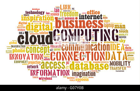 Cloud-computing-Piktogramm auf weißem Hintergrund Stockfoto