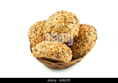 Runde Vollkornbrot. RESH Brötchen mit verschiedenen se Stockfoto