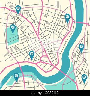 Vektor-Stadtplan Stock Vektor