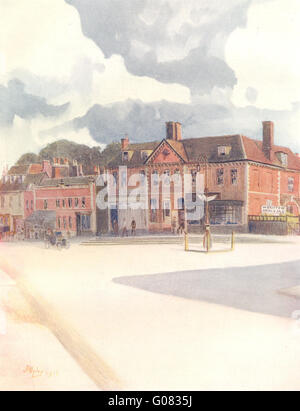 EPSOM: New Inn und High Street. Surrey, antiken Druck 1914 Stockfoto