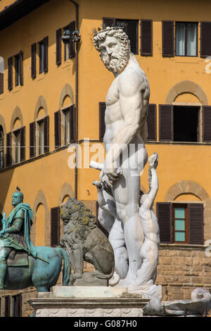 Brunnen von Neptun in Florenz, Piazza della Signoria, Italien. Stockfoto