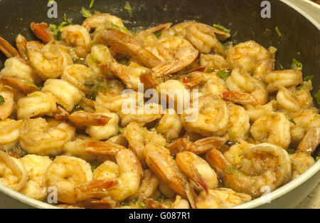 Garnelen gekocht mit Ingwer und Knoblauch gedünstet Witz Stockfoto