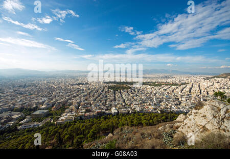 Blick über Athen in Griechenland von Mount Lycabettus Stockfoto