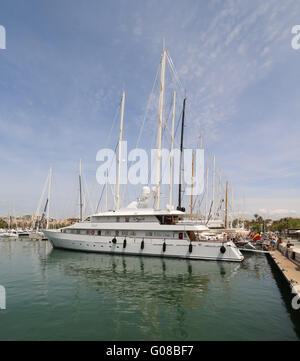 Internationale Bootsmesse Palma 2016 - Pre-Opening Bilder - Superyachten - Moll Vell / Old Port, Palma De Mallorca, Balearen Stockfoto