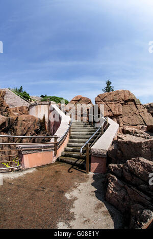 Treppe in der Nähe von Thunder Hole in Acadia NP, Maine Stockfoto