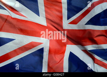 Hintergrund der britischen Union Jack-Flagge im Wind Stockfoto