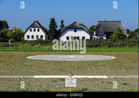 der Hubschrauberlandeplatz in Vitte auf der Ostsee Insel Hiddense Stockfoto