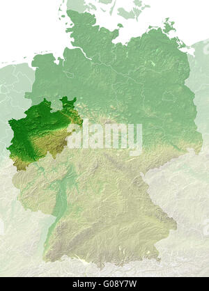 Nordrhein-Westfalen - topographische Reliefkarte Stockfoto