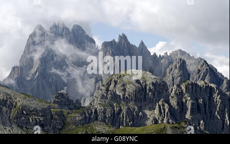 Cadini-Gruppe vom Refugio Auronzo Hütte Stockfoto