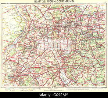 Deutschland: Köln-Dortmund, 1936 Vintage Karte Stockfoto