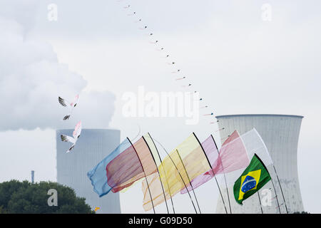 Seide Flaggen auf die Kitefestival in Lünen, Deutschland Stockfoto