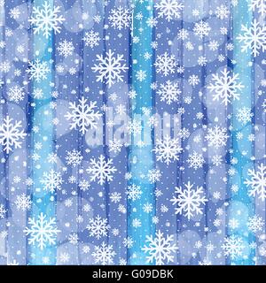 Weihnachten Hintergrund mit Aquarell Streifen und Schneeflocken Stockfoto