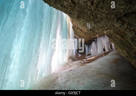 Eiszapfen in den Eistobel Stockfoto