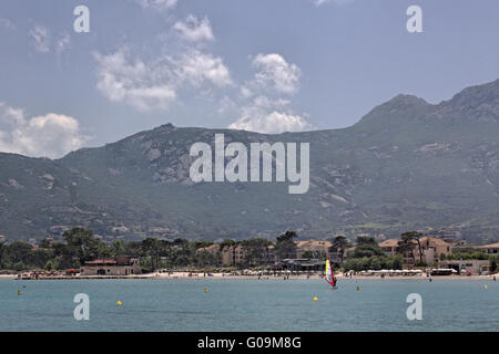 Calvi, auf den Strand, Balagne, Norden Korsikas Stockfoto