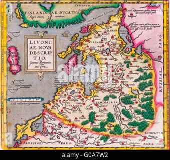 Karte von Livland im Jahre 1573. Stockfoto