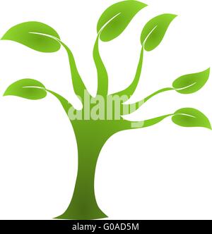 Ökologie abstrakte Baum mit grünen Blättern Symbol isoliert auf weißem Hintergrund Stockfoto