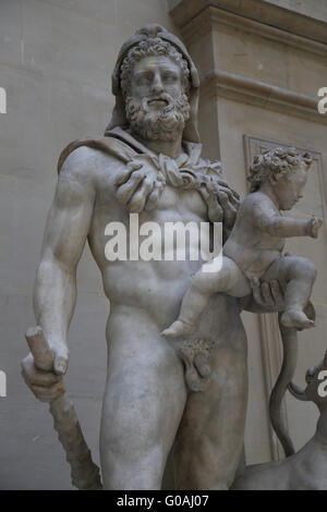 Herkules (Herakles) mit seinem Sohn Telephos, römische Statue (Marmor) Kopie des griechischen Originals, 1. / 2. Jh. n. Chr. (original 4. Jh. v. Chr.) Stockfoto