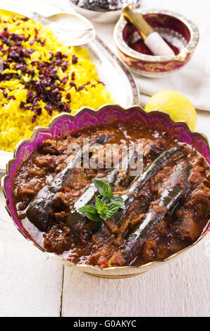 solange-e Bademnjan - Persisch Lamm-Ragout mit Auberginen Stockfoto