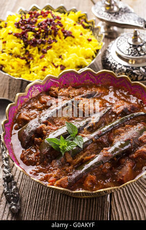 solange-e Badenjan - persischen Lamm-Eintopf mit Auberginen Stockfoto