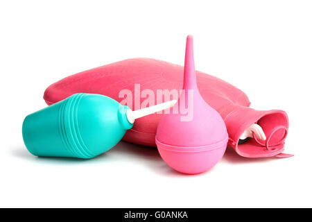 Medizinische Wärmflasche und Kolon Birne für Verfahren Stockfoto