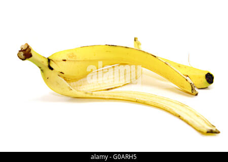 Bananenschale auf mit Hintergrund isoliert Stockfoto