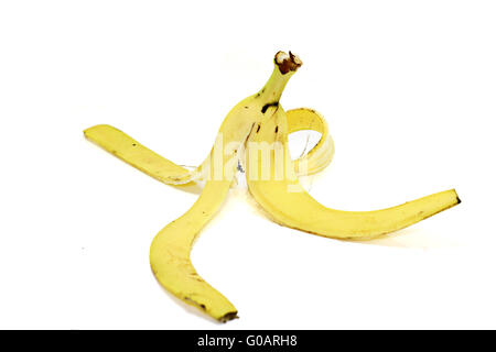 Bananenschale auf mit Hintergrund isoliert Stockfoto