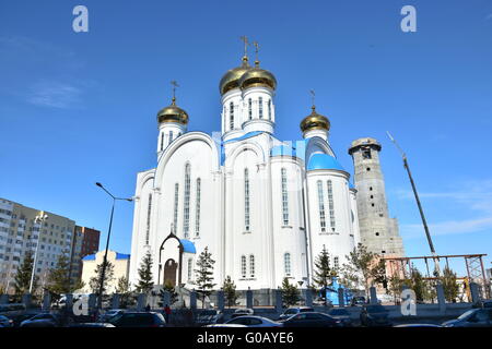 Russisch-orthodoxe Uspenski-Kathedrale in Astana, Kasachstan Stockfoto