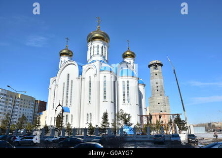 Russisch-orthodoxe Uspenski-Kathedrale in Astana, Kasachstan Stockfoto