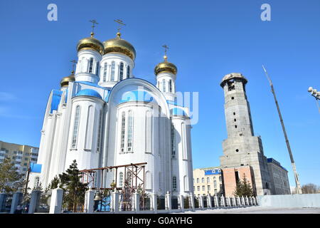 Russisch-orthodoxe Uspenski-Kathedrale in Astana, Kasachstan Stockfoto