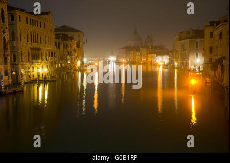 Venedig, Grand canal Nacht Reflexion Stockfoto